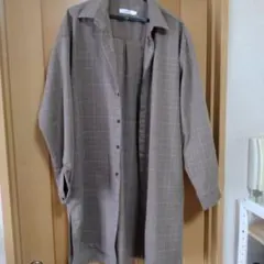 SUREVE 未着用　チェック薄手　ロングジャケットMサイズ