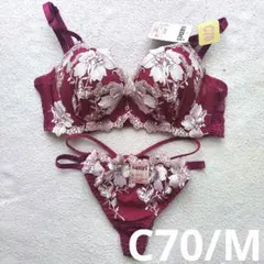 C70 drw ブラショーツセット ストリング 赤 レッド 花柄 育乳 Tバックのサムネイル