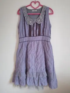 アクシーズファム 春のラベンダーカラー レース襟コットンワンピース