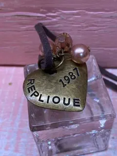 ハートロゴ入りペンダント　REPLIOUE1987 ビーズ付き　ヴィンテージ