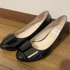 LANVIN en bleuブラックリボンパンプス 24cm
