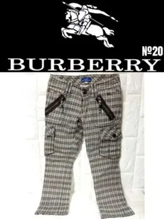 ★BURBERRY チェック柄グレー系 カーゴパンツ