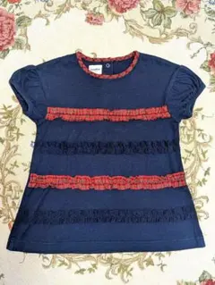 familiar ファミリア フリルTシャツ 半袖 ネイビー 110cm