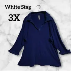 White Stag 【3X】Vネック 7分袖チュニック ネイビー