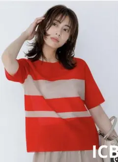 【洗える】 シアースムースボーダー ニット