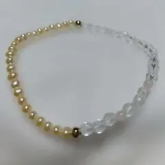 淡水パール　水晶　ローズクォーツ　ピンク系　ブレスレット　天然石