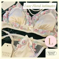 FloralEasyBra イエロー L ノンワイヤー ラクブラ ショーツ　25
