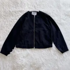 MICA&DEAL ノーカラー ジップブルゾン 黒 マイカアンドディール MICA&DEAL マイカアンドディール ノーカラーボックスジャケット