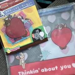 トムとジェリーハッピーくじ　ステッカー、フラットポーチセット