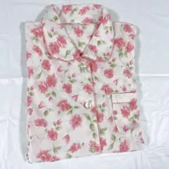 レディース　花柄　パジャマ　上のみ　前ボタン　婦人 ミセス 寝巻　M