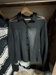 Vintage フラワー　シアーシャツ　黒