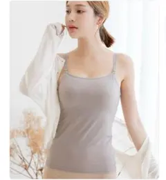 新品 tu-hacci 楽盛り2cupUP インナーキャミソールグレージュ M