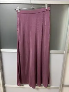 GU ロングスカート パープル 光沢感 ウエストゴム