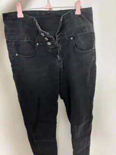 黒 スキニーデニム ハイウエスト