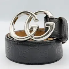 グッチ GUCCI レザー GG スプリーム ベルト ブラック 金具 P55 - メルカリ