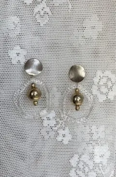 クリアカラー×マットゴールド　ピアス　　　　　　　　　　アンティーク　夏