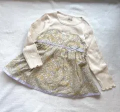 petit main 花柄ドッキング長袖Tシャツ 110 アプレレクール