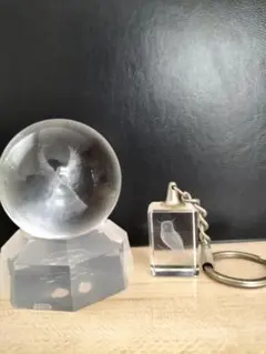 ガラスの置物　天使＋フクロウ