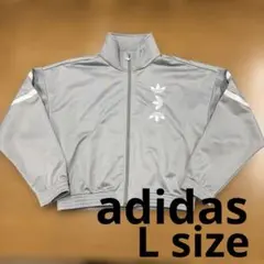 adidas トラックジャケット ショート丈　ジャージ　グレー　アディダス　L