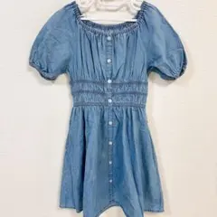 早い者勝ち✨【120】GU デニムワンピース 半袖 デニム 可愛い ブルー