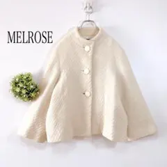 メルローズ【３】 ハイネック　ニットジャケット　アウター　フレア袖　アイボリー