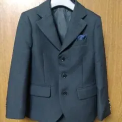 青ストライプ長袖シャツとジャケットセット<110cm>