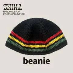 ビーニー クロシェ ニット帽 手編み ユニセックス ラスタカラー ブラック