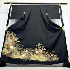 黒留袖 金駒刺繍 牡丹 芍薬 松竹梅 露芝 屋敷 邸 NK-1083