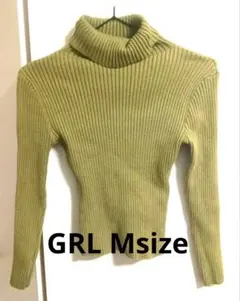 値下げ❣️GRL/グレイル ピスタチオグリーン タートルネックリブニットトップス