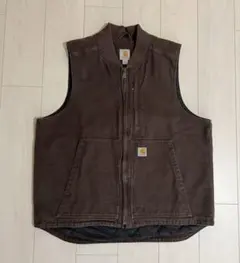 【希少】Carhartt メキシコ製 ダックベスト ダークブラウン　古着　DKB Carhartt カーハート Duck Vest ダックベスト 中綿キルティング