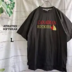 ATHLETICS SOFTWEAR　古着　刺繍ロゴ　Tシャツ　黒　Lのサムネイル