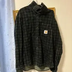断*)様 Carhartt ダークグリーン チェック柄 長袖ネルシャツ