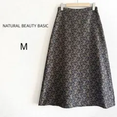 NATURAL BEAUTY BASIC フレアスカート 花柄 ジャガード M