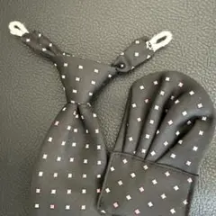 キッズ 子供用 ネクタイ ポケットチーフ 2点セット 黒