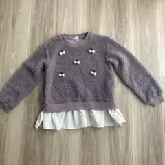 any FAM 薄紫 フリル付きトレーナー 130