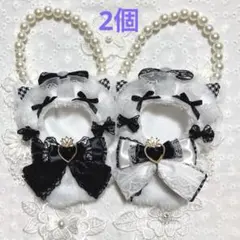 【パールチェーン付け外し可能】にじぱぺっと ぬい服 猫　2個　白黒のサムネイル
