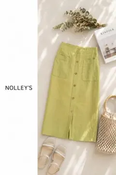 NOLLEY’S タイトスカート イエロー フロントボタン ミモレ丈 ノーリーズのサムネイル