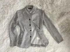 NICOLE グレー ウール ノーカラージャケット