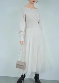 【新品】♥snidel♥♡ カーデ×チュールスカートセット【アイボリー】♡