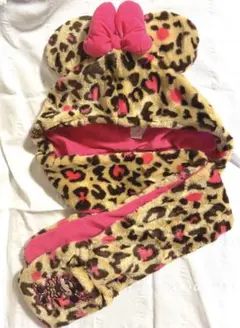 ディズニー マフラーファンキャップ ミニー ヒョウ柄