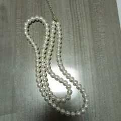 ホワイトコットンパール　ネックレス　新品　ハンドメイド　ロングネックレス