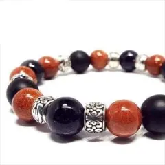 マットオニキス× ゴールドストーン天然石ブレスレット