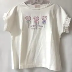 mezzo piano ハート刺繍 半袖Tシャツ ホワイト　130cmのサムネイル