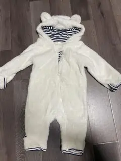 ホワイト くまフード付きロンパース 70 アウター