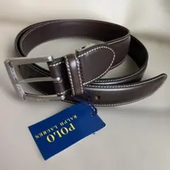 新品未使用 ポロラルフローレン 牛革 ビジカジレザーベルトダーク