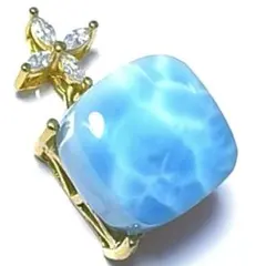 1点もの天然石　高品質ラリマー　ペンダント　スクエアカット