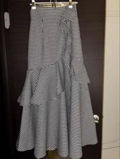 rienda フリルスリットハイウエストスコートショートパンツ　千鳥柄