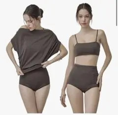 しまむら オンライン限定 mysacloset セパレート水着 4点セット 黒