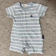 【最終値下げ】POLOBaby ライトブルー ストライプロンパース50-60cm