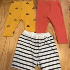 ベビー用パンツ3点セット☆レギンス　短パン　無地　ムーミン　ボーダー　保育園着
